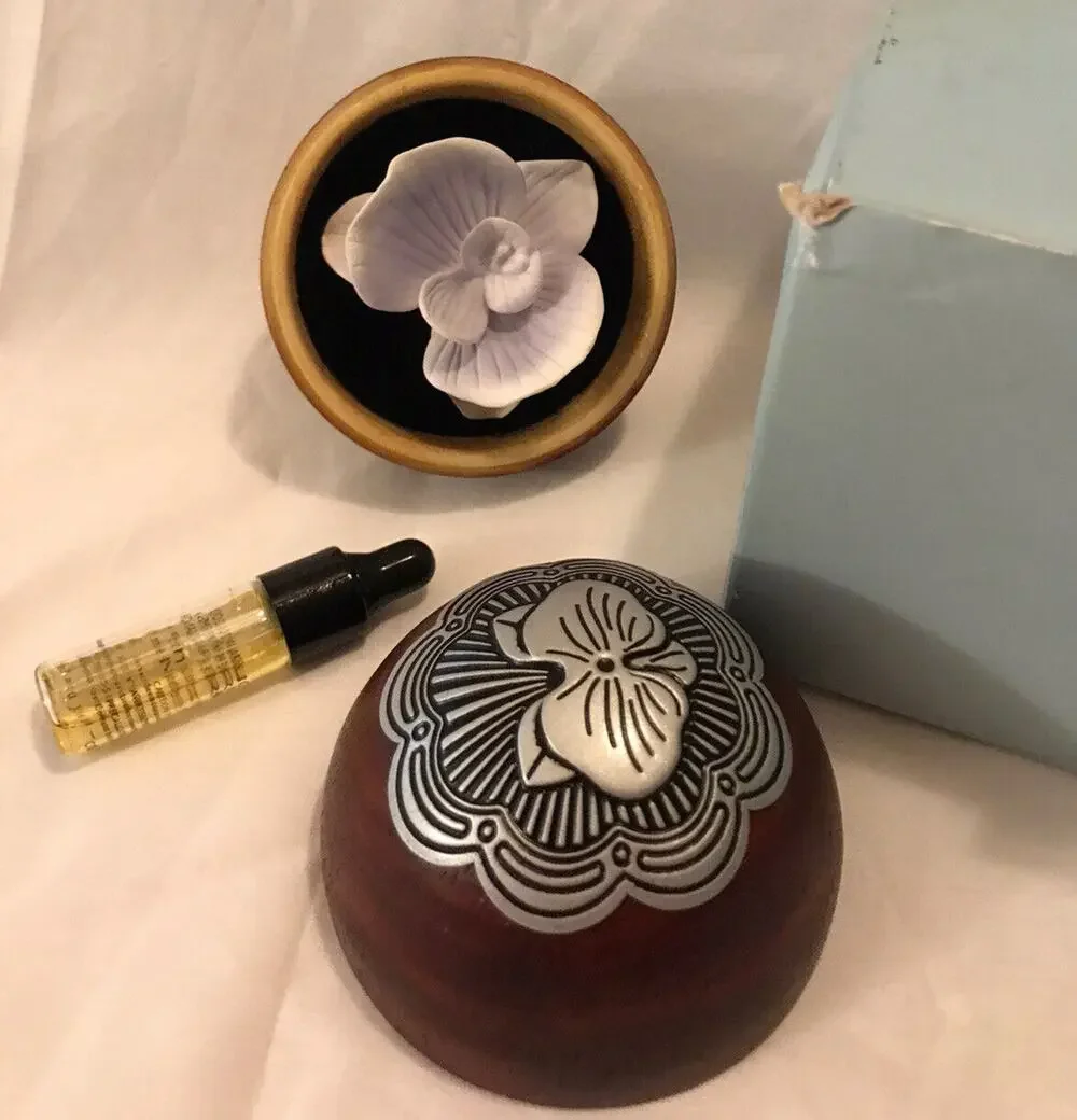 PartyLite Treasure Orb Black Orchid Rare Retired AT699 In Box
